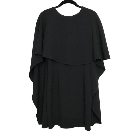 Lulus Backless Flowy Capelet Overlay Black Bodycon Party Dress, Size XS (EUC) - Picture 3 of 8